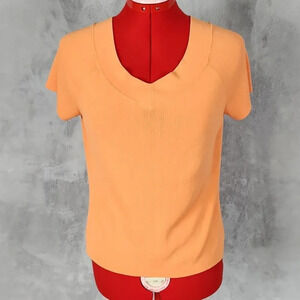 TALBOTS V neck Rayon blend top in orange